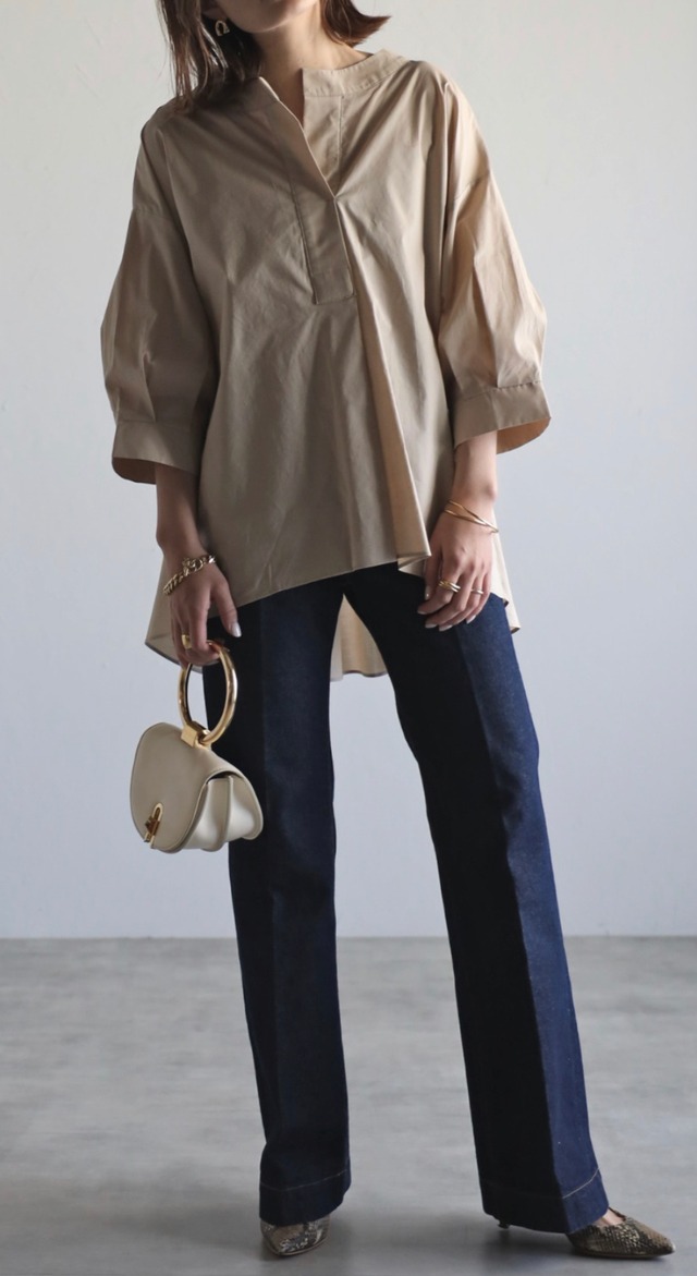 ノーカラースキッパーシャツ