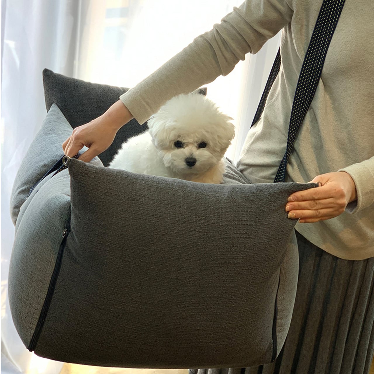 All-Round M Driving Kit【Navy】with shade / Dugroo / Dog Car Seat