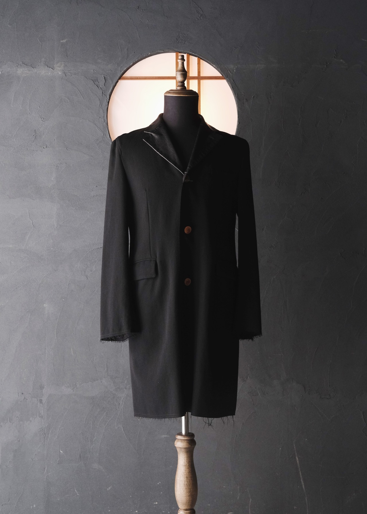 Comme des garçons HOMME PLUS EVERGREEN AD2007 leather collar cut off coat