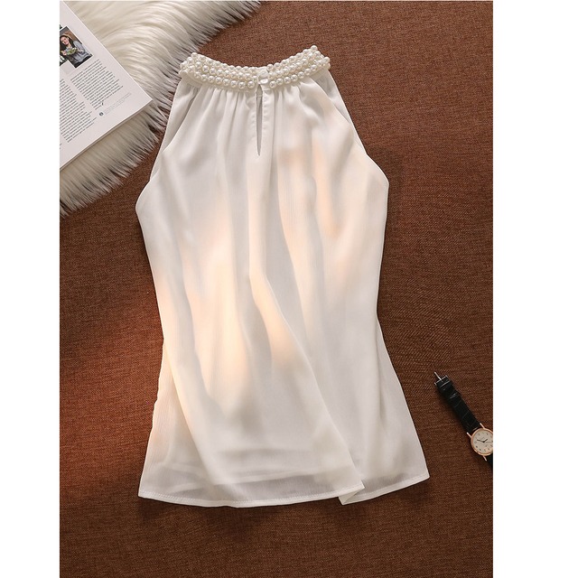 elegant chiffon halter cami top sleeveless chic summer blouse＜t3202＞