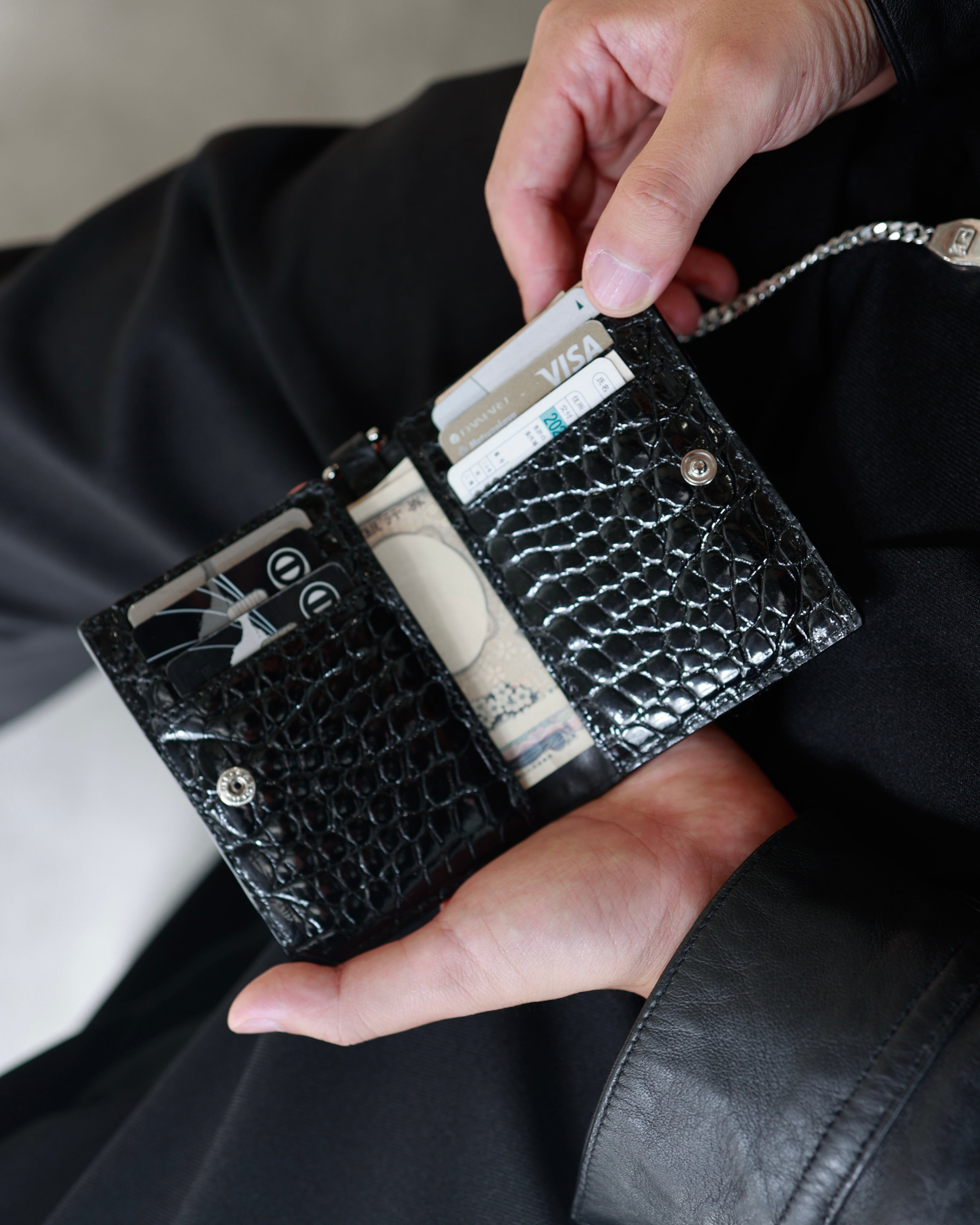 即納在庫追加】Crocodile Porosus Minimal Conpact Wallet【最高級
