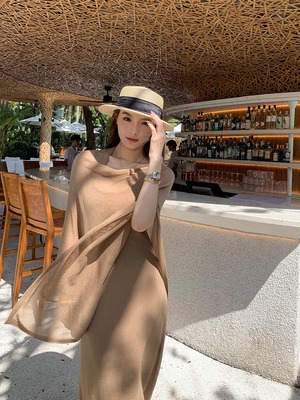 Shawl and sleeveless dress set up【H00082】