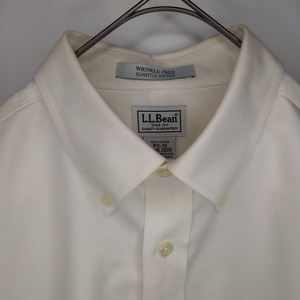 防シワ　エルエルビーン　オックスフォード　BDシャツ　長袖　無地　ポケット　白