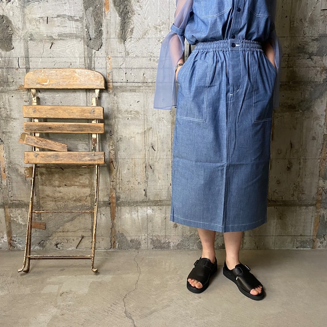 HYKE【ハイク】CHAMBRAY  SKIRT (14139 Col /BLUE).