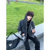 VINTAGE ストリート カップル パッチ ジップパーカー T1864