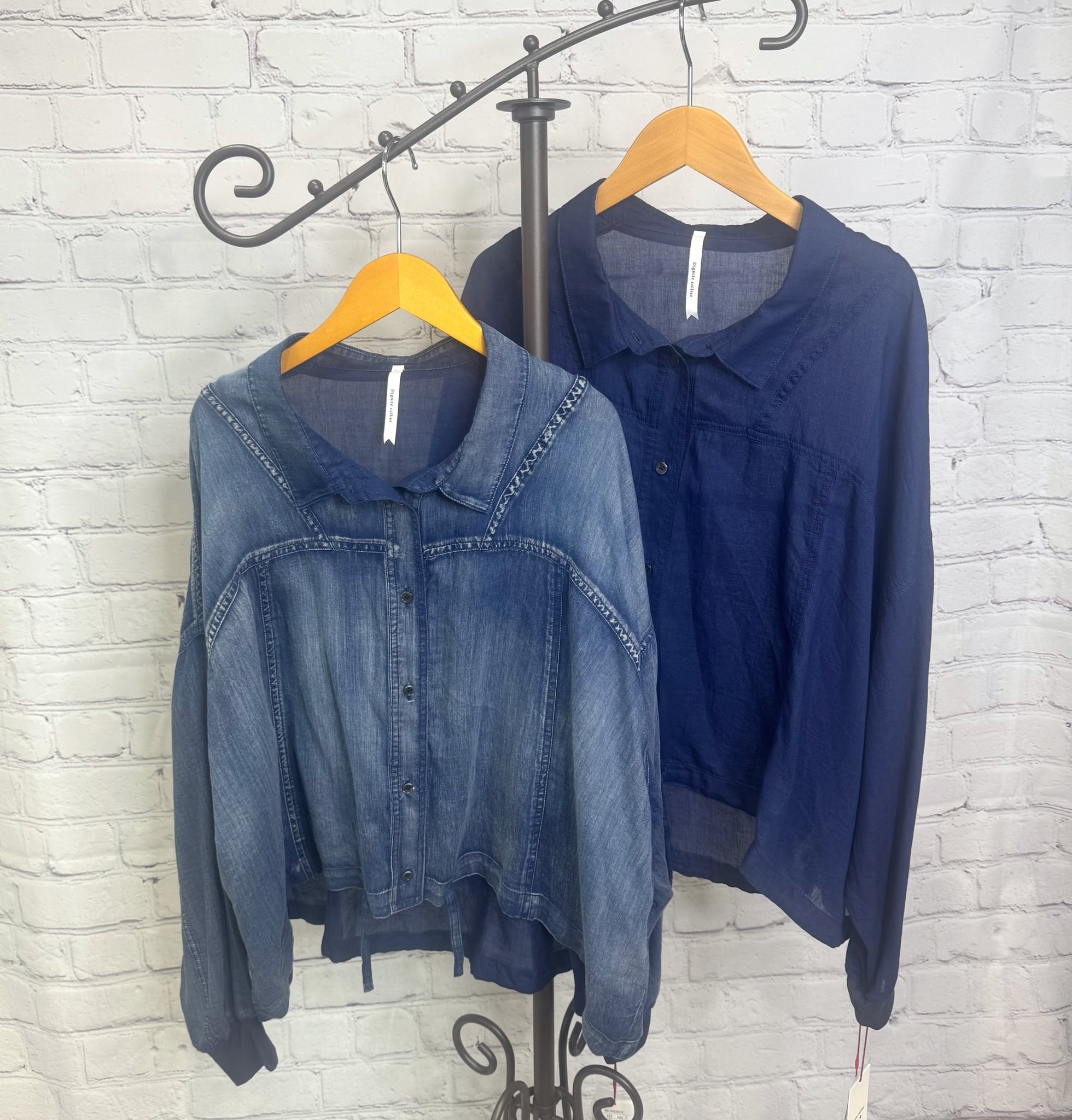 Dignite collier ディニテコリエ シアーデニムドロストシャツ 80256015