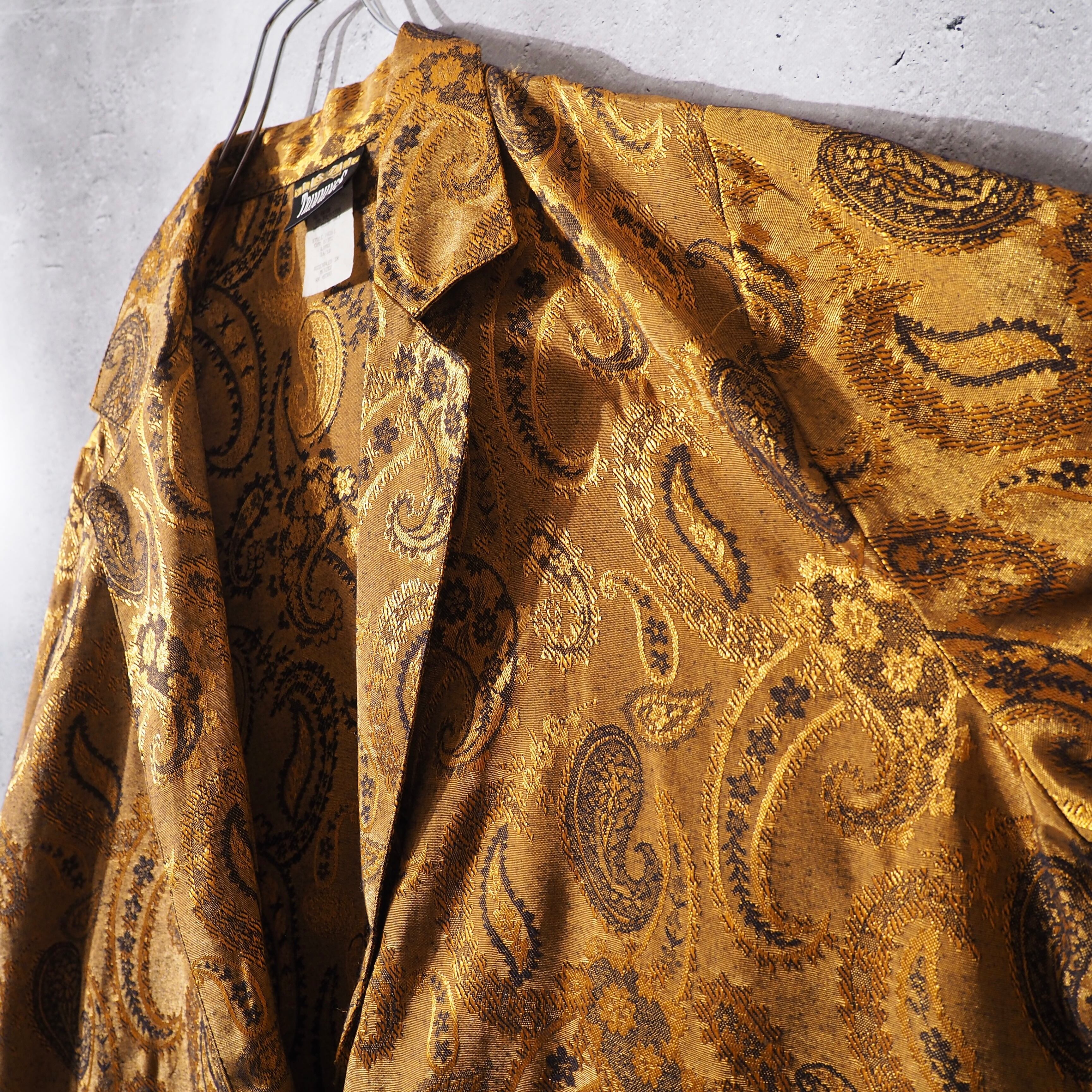 1990s Gold Luxury Paisley Embossed Vintage Loose Easy Jacket