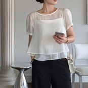 シャツ×キャミレイヤードセット　全3色　 00068