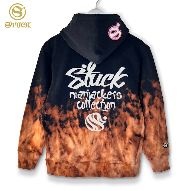 Lサイズ ブリーチジップパーカー  1点物 現物商品 唯一無二　メンズ レディース 裏起毛 12.7オンス