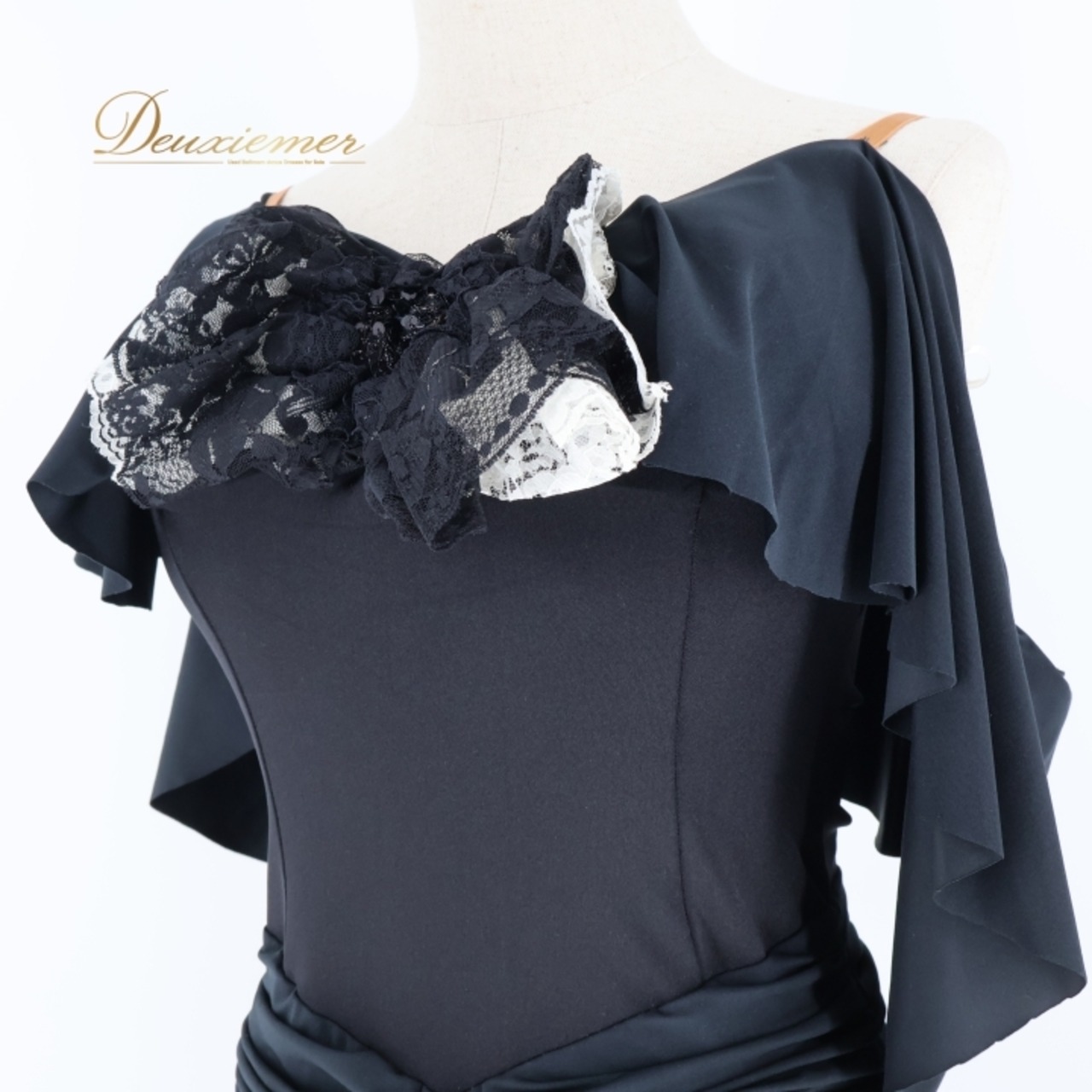 社交ダンス 衣装 ジャンティ gentil ラテン ドレス ワンピース 黒 レース 日本製 伸縮 軽い ストレッチ パーティドレス 発表会 無地 ブラック系 踊りやすい シンプル おしゃれ フォーマル パーティー 大人向け レディース Mサイズ 薄手 日本製製品 ダンス衣装 黒無地 コスチューム パフォーマンス用