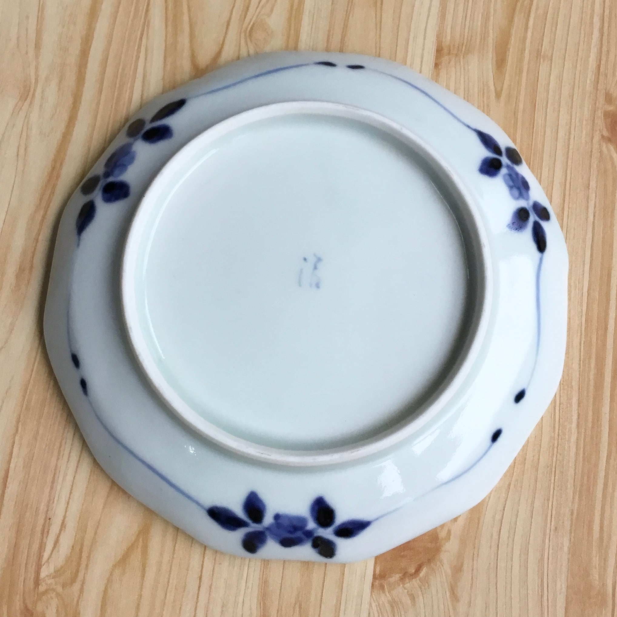松竹梅丸紋12角5寸皿 | 藍の器 青雅堂