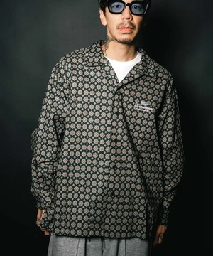NineMicrophones / OPEN COLLER WIDE SHIRT / 長袖シャツ / 柄シャツ / テキスタイルシャツ / 128-20441