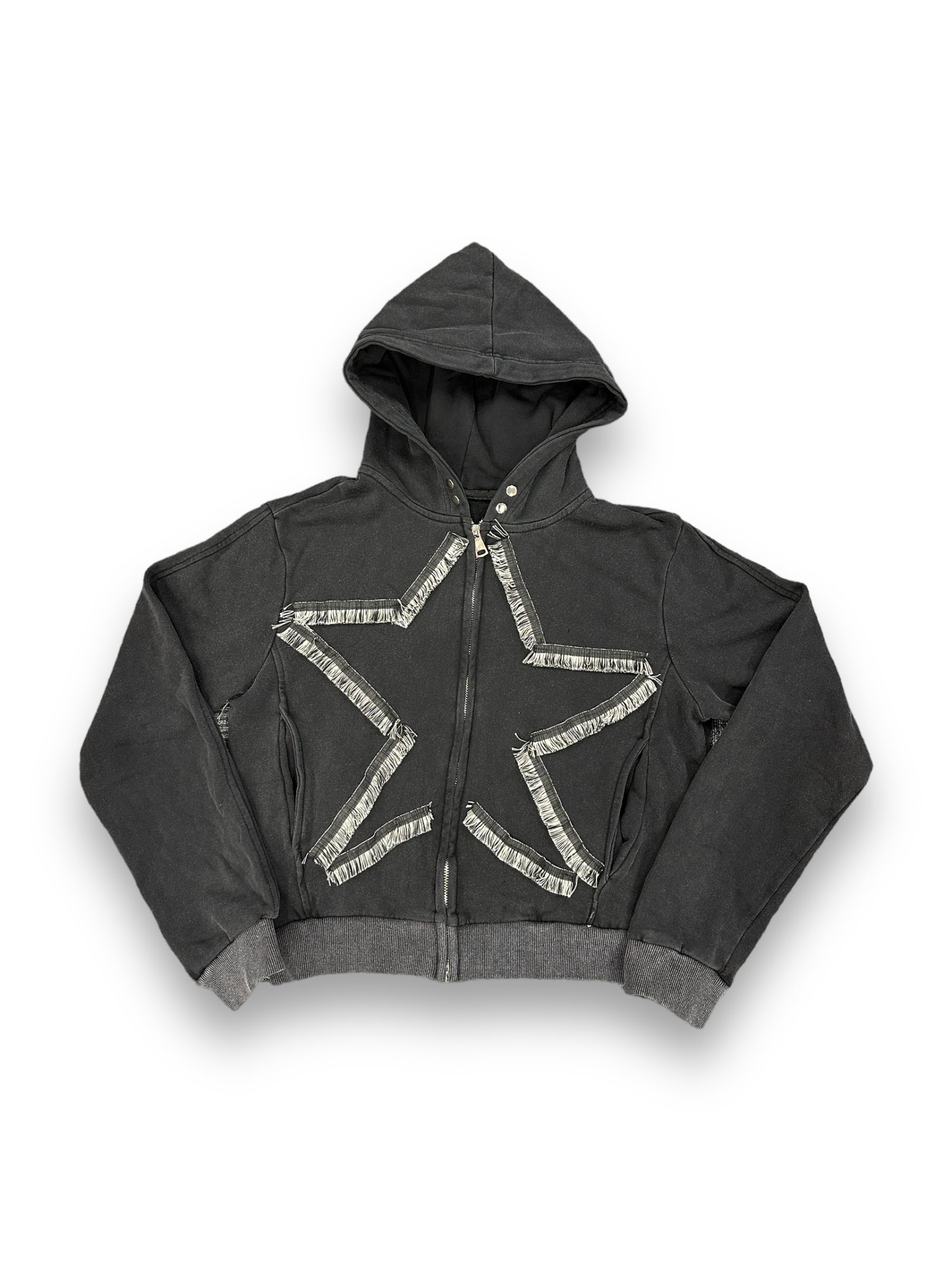 【DESTRUCION9】fringe star short zip hoodie