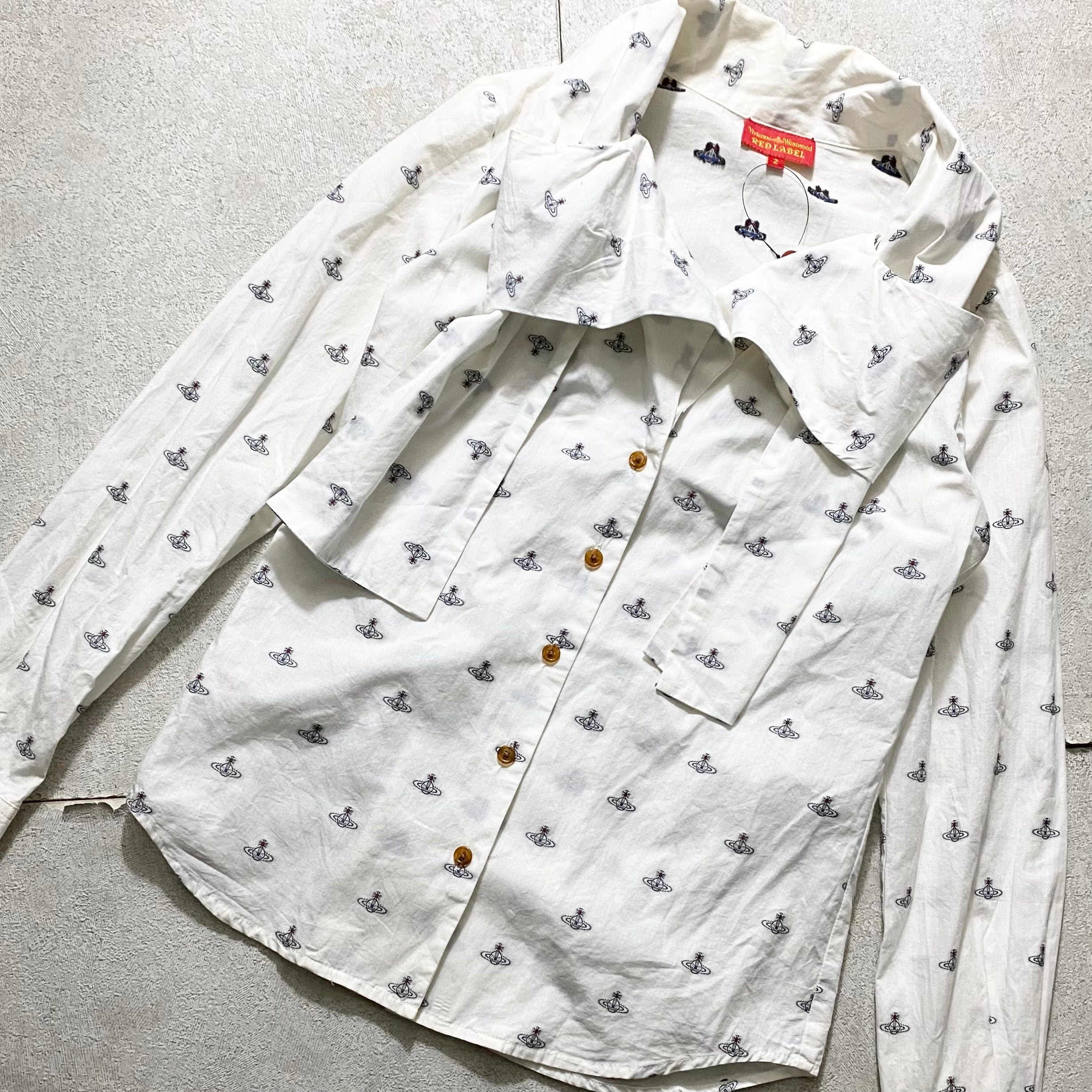 VIVIENNE WESTWOOD RED LABEL “orb” woven open collar shirt | NOIR 