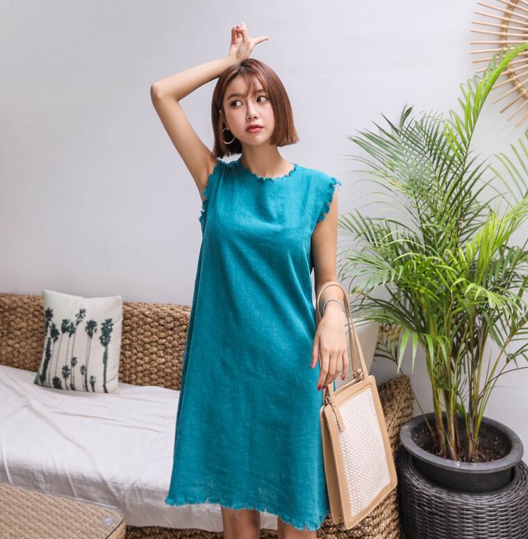 大人 可愛い レディース ワンピース ミニ丈 ドレス袖 裾 切りっぱなし ノースリーブワンピース リネン ミニスカート 緑 黒 カーキ ピンク ハイウエスト セクシー エレガント 無地 ガーリー カラーバリエーション 大人 Cute 体型カバー 脚長効果 スタイルアップ 楽ちん