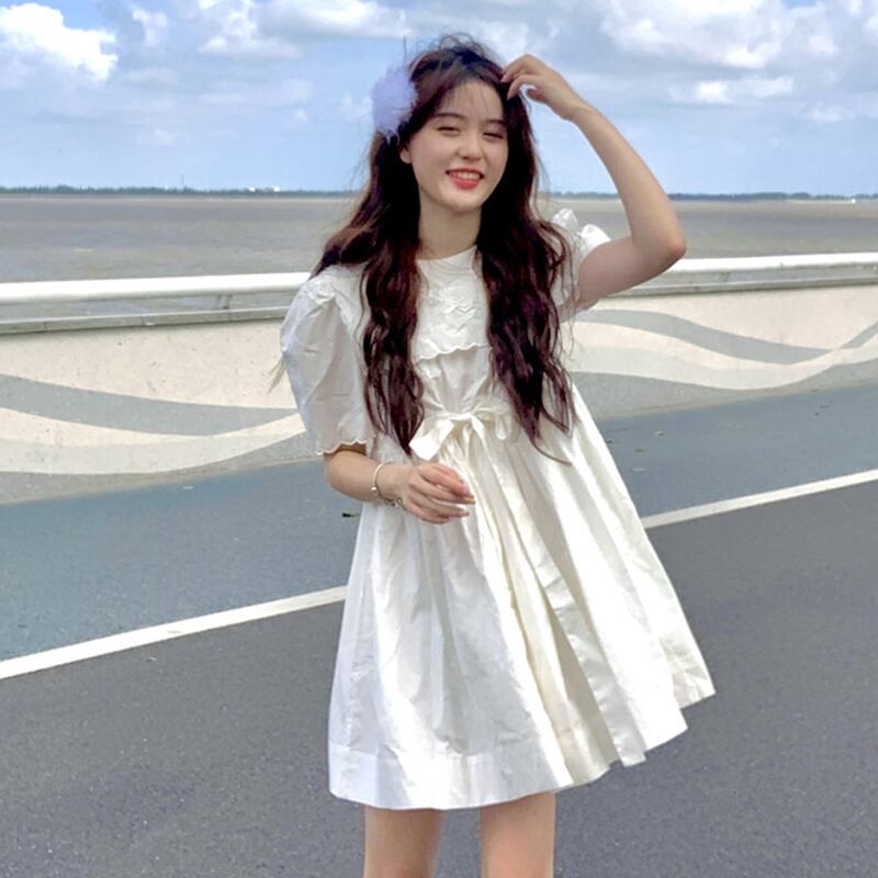 スリーブドレス サマースタイルショートスカート 大人ガーリー スウィート キュート カジュアル 夏物 試着室78288892273