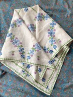 ヴィンテージ リネン クロスステッチ スクエア マルチクロス 麻 手刺繍