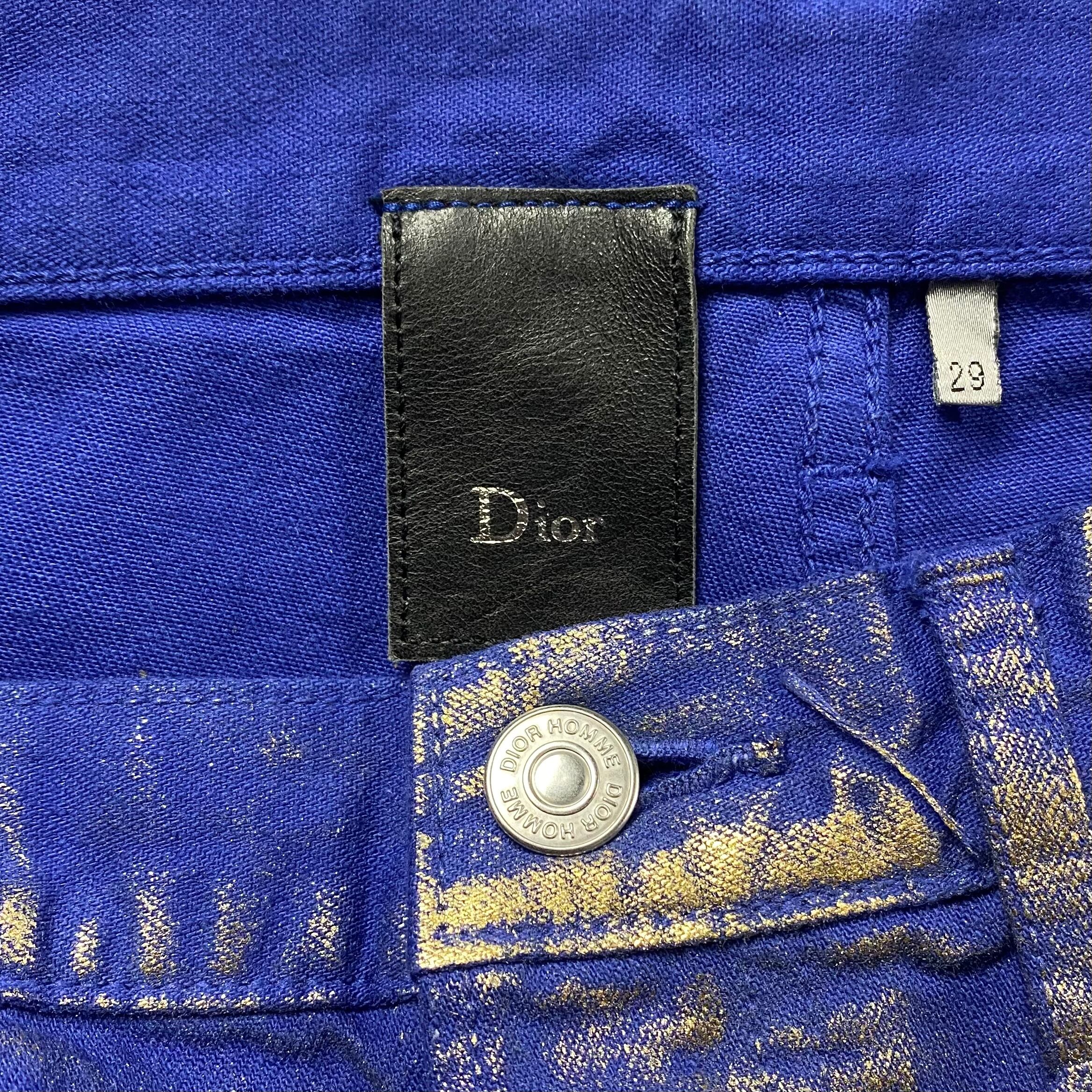 DIOR HOMME by Kris Van Assche gold coating blue pants | NOIR ONLINE