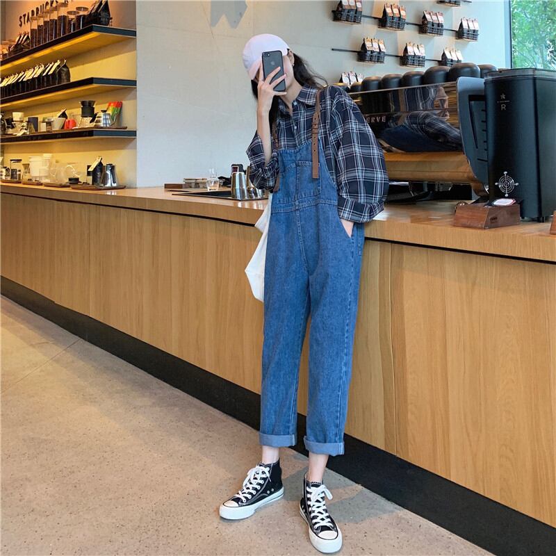 スプリングオータムパンツ 薄手ルーズジーンズ オーバーオール 春物 秋物 萌量不足75603050656