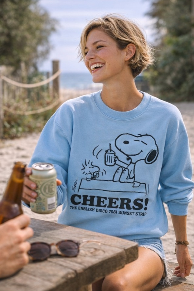 UK発　コレクターズ・アイテム　「TSPTR x PEANUTS 」Cheers Sweatshirt GOTS認証100% オーガニック・コットン　