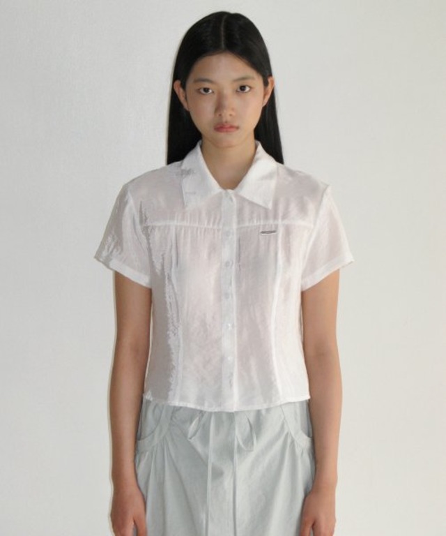 [SINOON] WRINKLE HALF BLOUSE (WHITE)