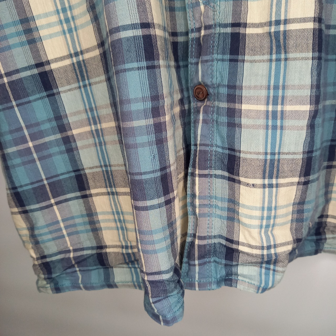 ノースフェイス　ワークシャツ　半袖　チェック　オーバーサイズ　青