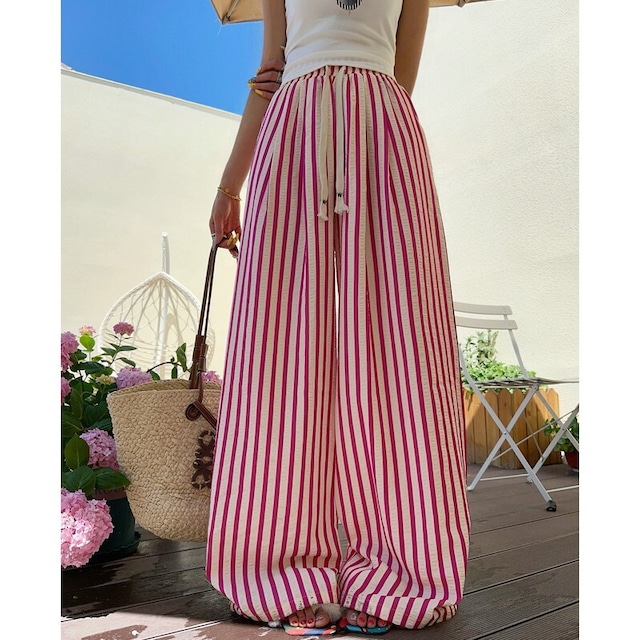red striped wide-leg pants 10945
