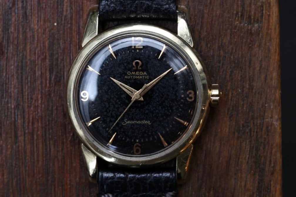 【OMEGA】オメガ 1950’s Seamaster 飛びアラビア オリジナルブラックミラーダイヤル 金張りケース ゴールドレター OH / vintagewatch / Seamaster / Automatic / Cal.501