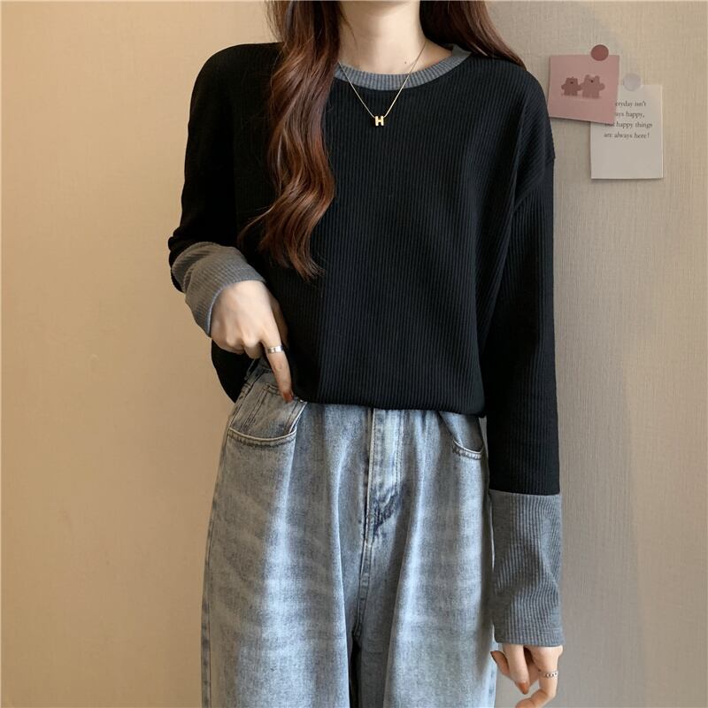 ニットセーター トップス ルーズ薄手ラウンドネック長袖スリーブ ロング オータム 秋物 ウィンター 冬物 Oネック 1号婦人72743397827