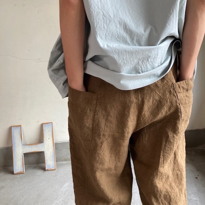 快晴堂 レディース パンツ Girl'sベルギーリネンの大きな水玉 斜め