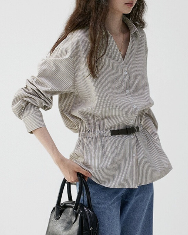 Waist-marked striped shirt　TH3499