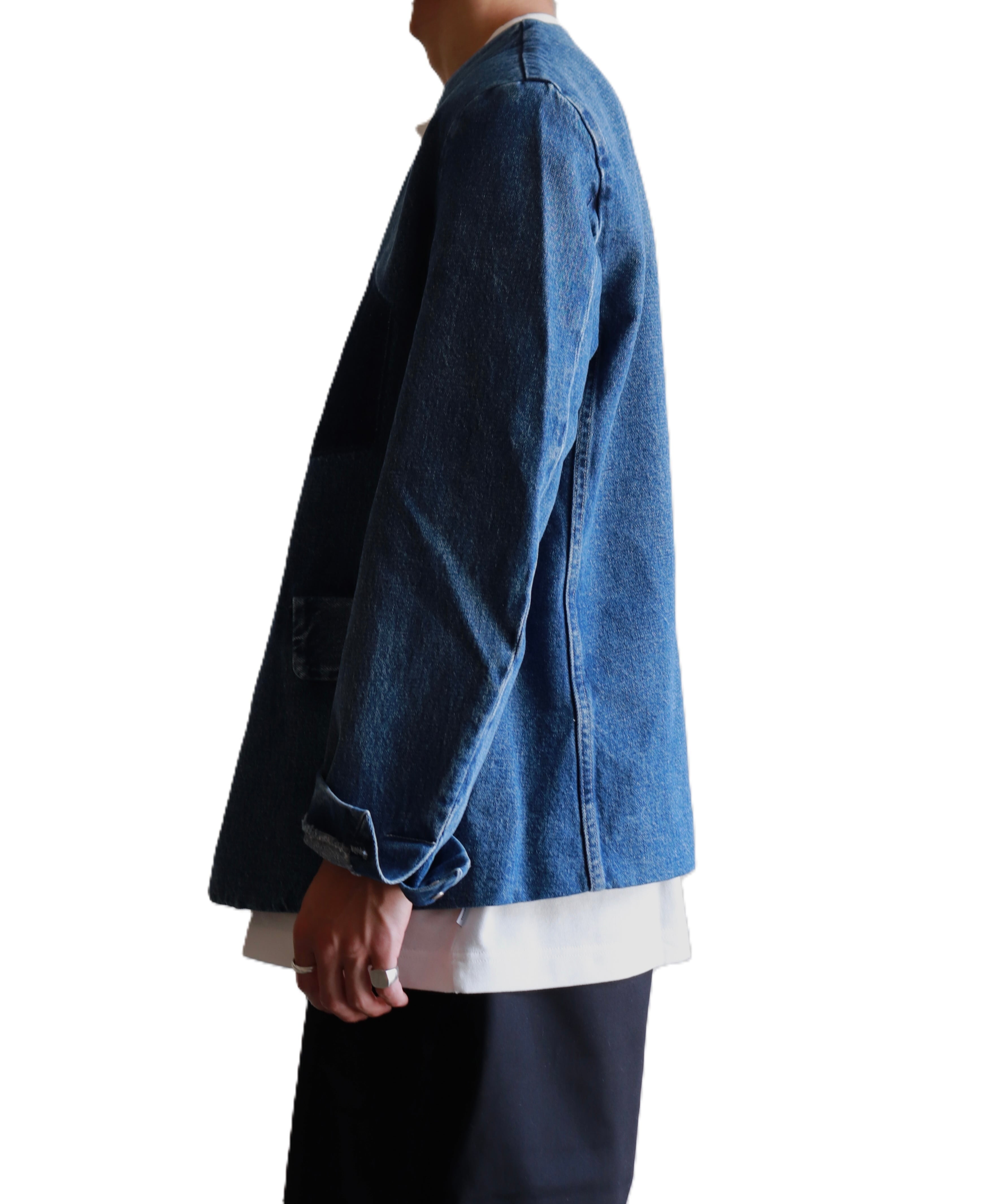 TANAKA / ST-127NC NO COLLAR JEAN JACKET (VINTAGE BLUE