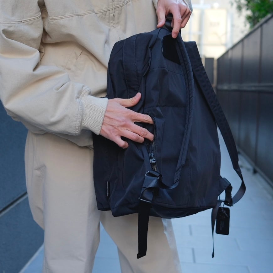 AMIACALVA(アミアカルヴァ) /Gabardine Backpack Single pocket- BLACK