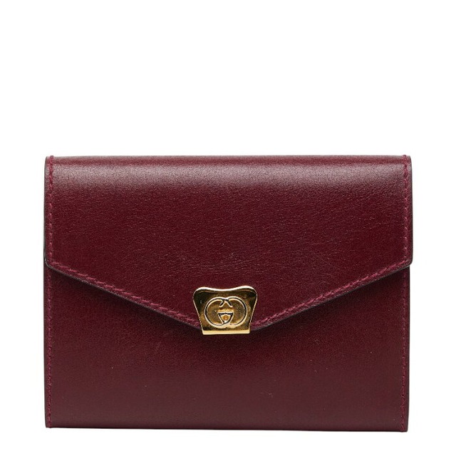 グッチ - 手帳カバー 031 379 4328 ワインレッド ボルドー レザー レディース GUCCI 【中古】