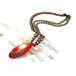 80s Vintage plastic red ×silver parts modern design chain necklace