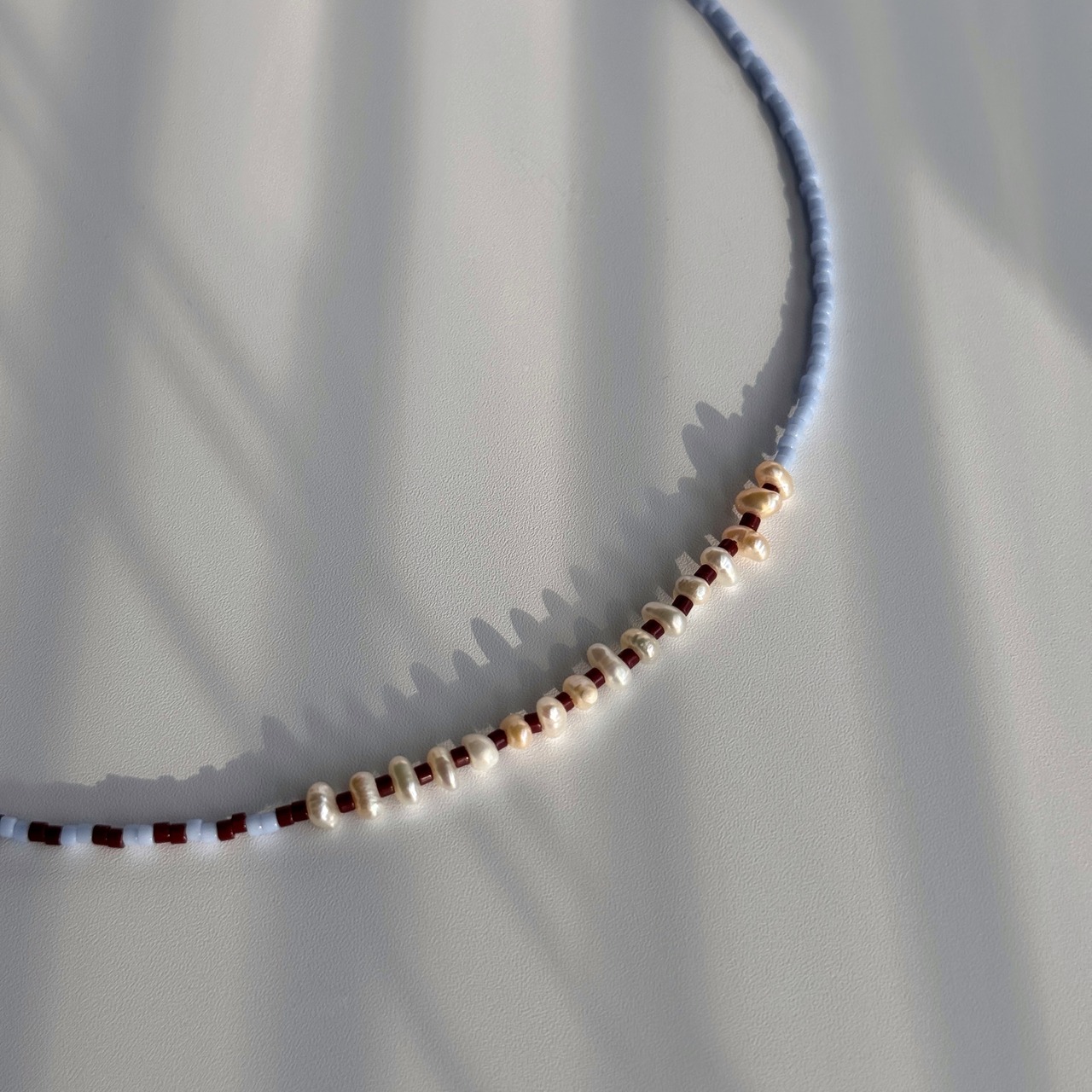 Blue ×brown  stripe Necklace［BZN33］