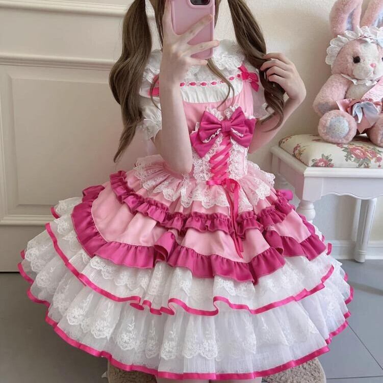 な*お様 ゆめかわ♡全２カラー　編み上げリボンフリルワンピース　wanpi37 ゆめかわ♡全2カラー 編み上げリボンフリルワンピース wanpi37