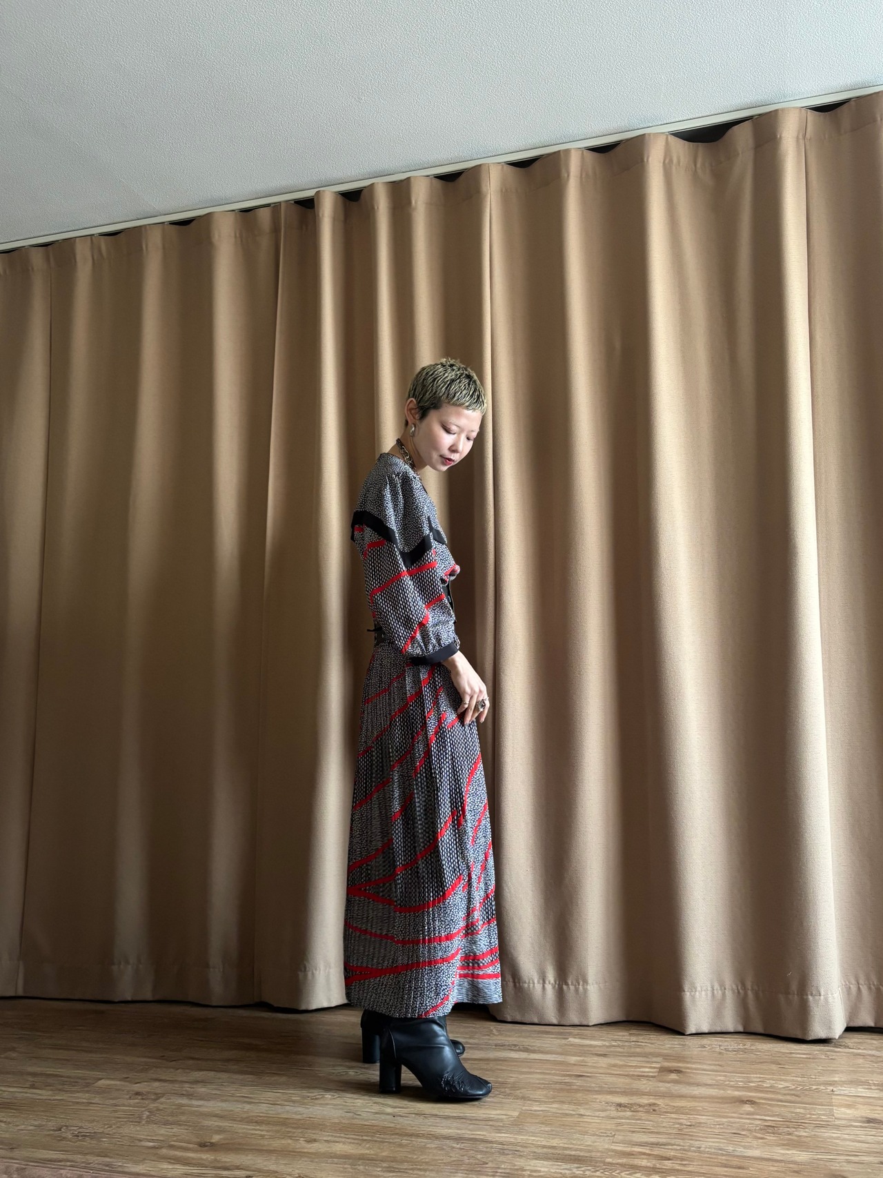 MADE IN U.S.A. abstract design long dress-4616-4