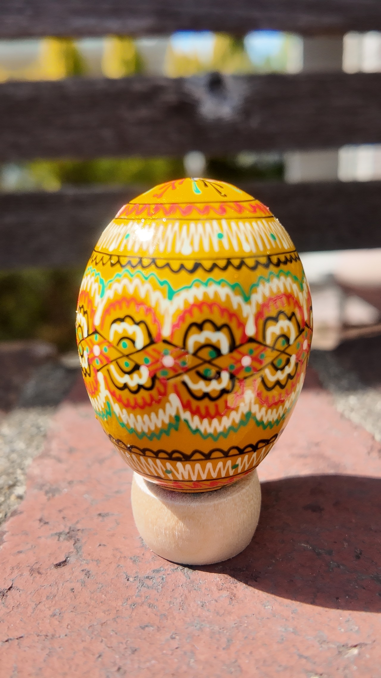 装飾用木製プィサンカ（イースターエッグ）with stand　コロミヤモデル - 4