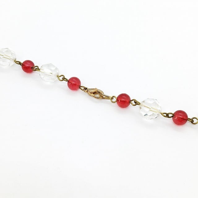 アンティーク ヴィンテージ クリアー&レッド ガラス ネックレス BN-1/B