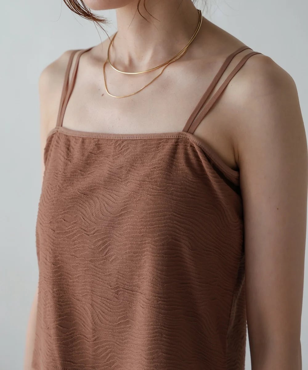 WITH CUPS SHORT LENGTH JACQUARD CAMISOLE (ｶｯﾌﾟﾂｷｼｮｰﾄﾀｹｼﾞｬｶﾞｰﾄﾞ