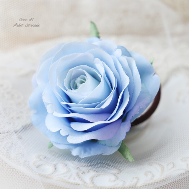 Floral hairtie-アンティークローズの淑やか髪飾り-Heavenly Blue