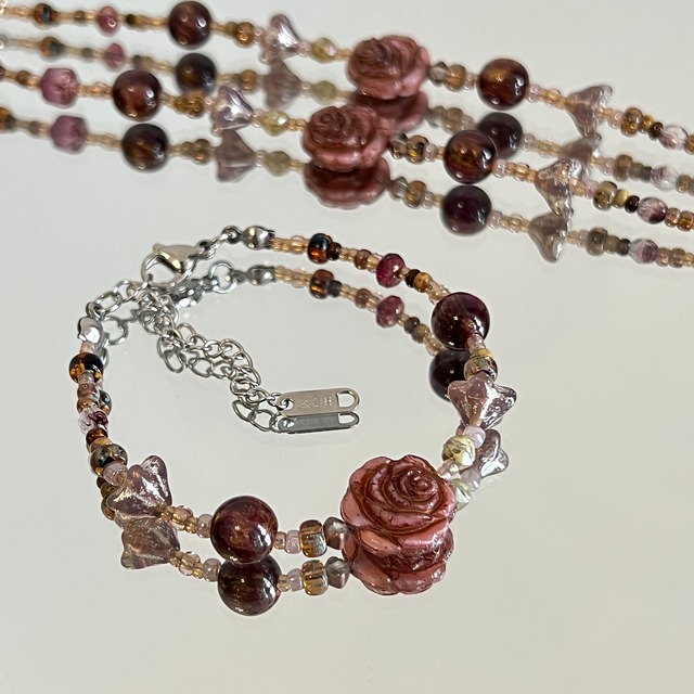 Neonオリジナル野薔薇手作りブレスレット