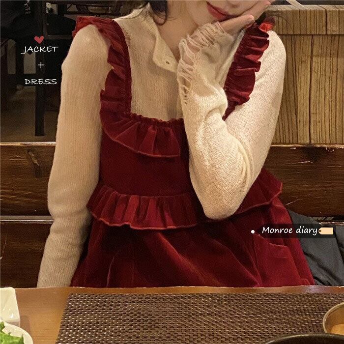 スカート レッドドレス ロングオータムウィンターAライン 秋物 冬物 モンロー95334293678