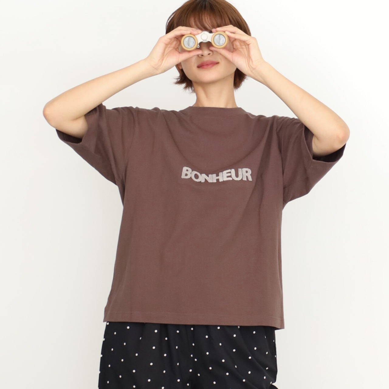 【春夏】ブラシ刺繍オーバーサイズクルーネックTシャツ
