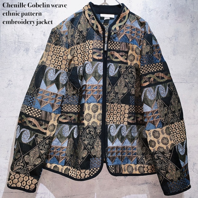 Chenille Gobelin weave ethnic pattern embroidery jacket