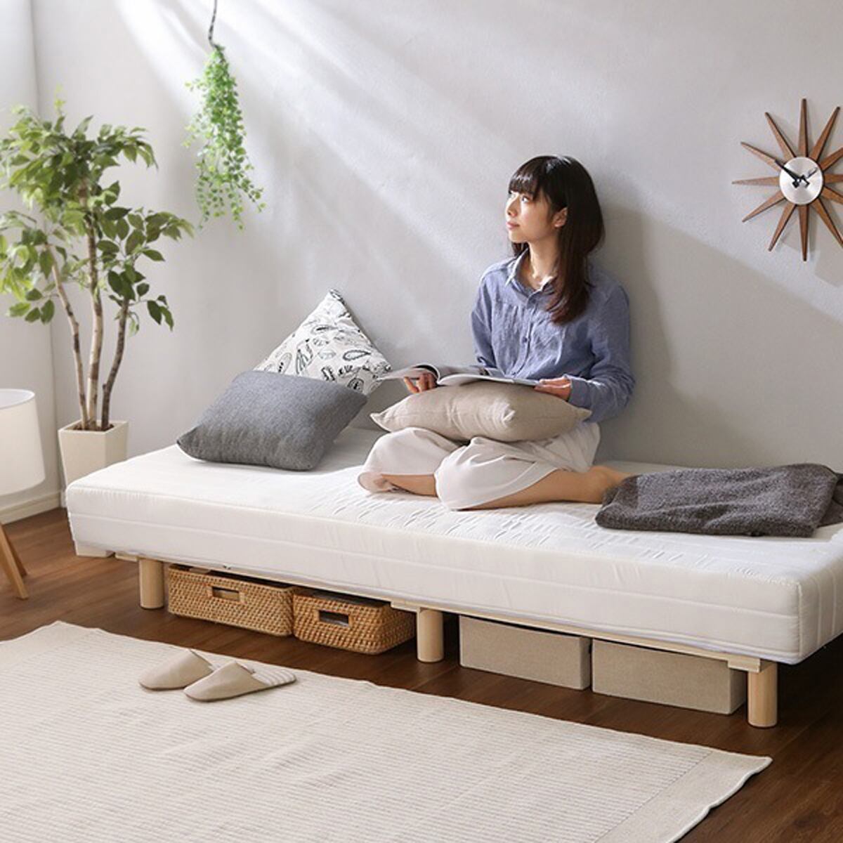 新発想で搬入も組立カンタン やわらかな寝心地 脚付きロールマットレス ポケットコイルスプリング セミシングル