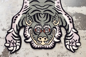 Tibetan Tiger Rug 《Mサイズ•ウール・オリジナル2・アラジングリーン189》チベタンタイガーラグ