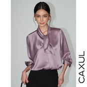 Satin Scarf Collar Blouse/2color