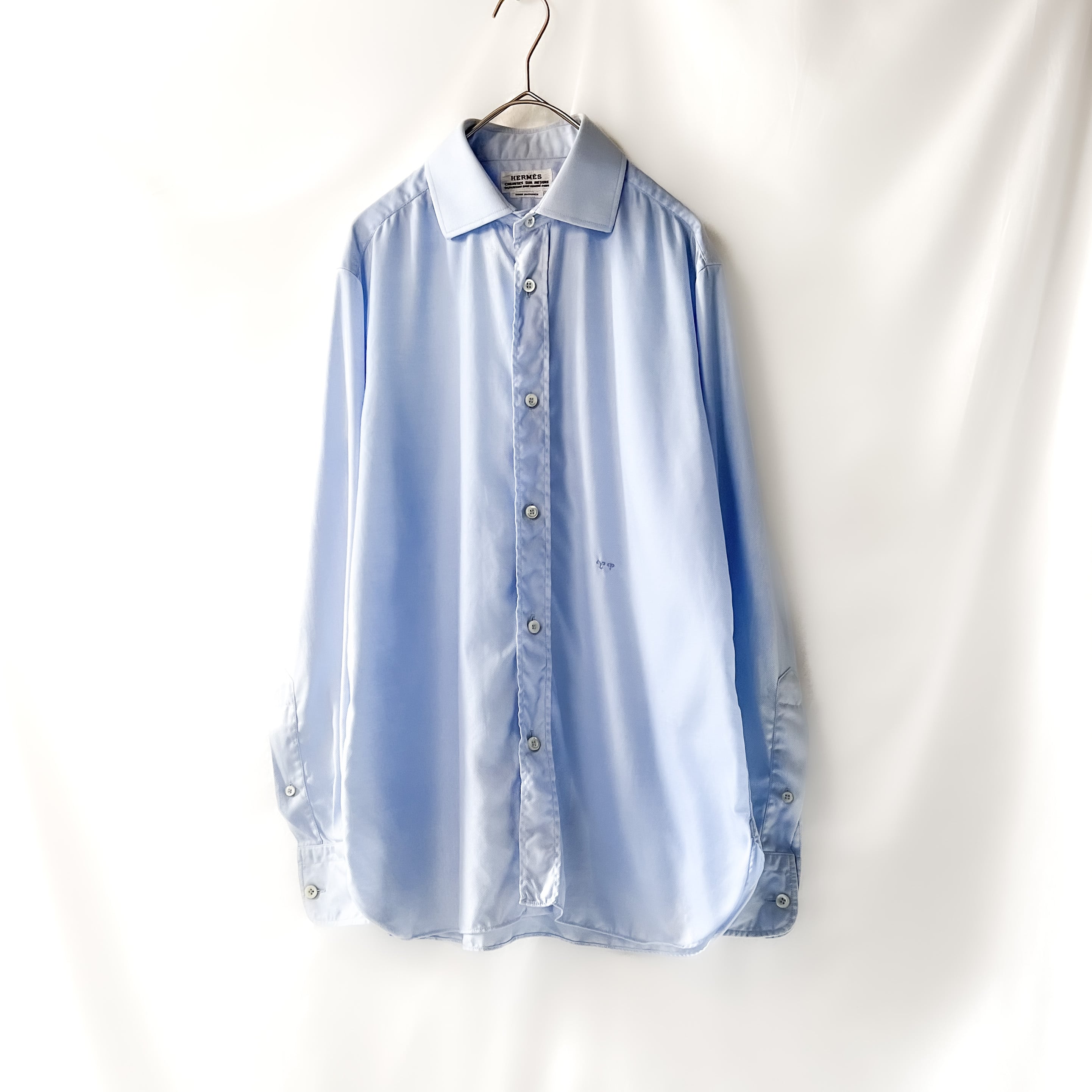 “Hermes” light blue shirt made in France エルメス ライトブルー シャツ フランス製